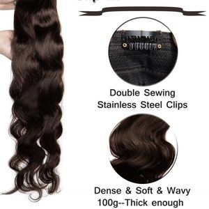 Brand New 18"  Curly Wave Hair Extension #2 Dark Brown
